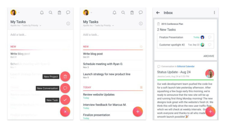 Пять приложений — обладателей премии Material Design Awards 2016. Asana. Пять приложений — обладателей премии Material Design Awards 2016. Asana. Фото.