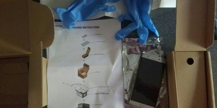 Samsung рассылает перчатки и безопасную упаковку для возврата Note 7. Фото.
