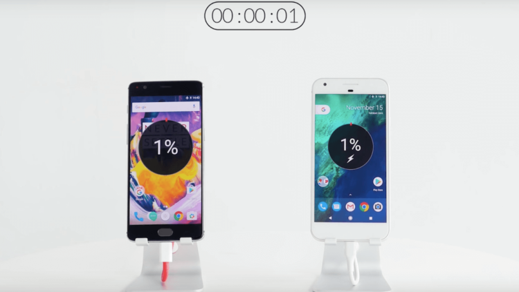 OnePlus 3T против Google Pixel XL: кто кого по скорости зарядки? Фото.
