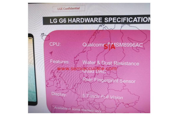 В Сеть утекли официальные спецификации LG G6. Фото.