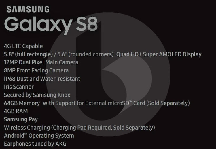 Вслед за S8+ в Сети появились характеристики Galaxy S8. Фото.