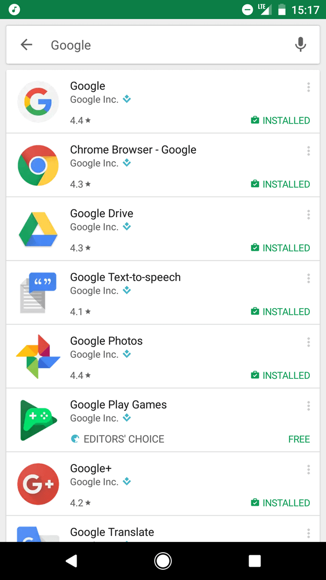Внешний вид Google Play существенно изменен. Фото.