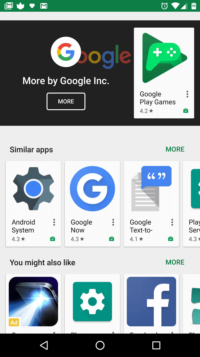 Внешний вид Google Play существенно изменен. Фото.