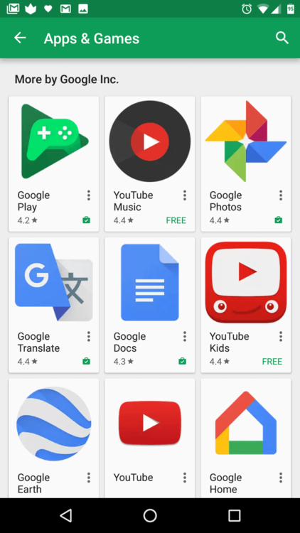 Внешний вид Google Play существенно изменен. Фото.