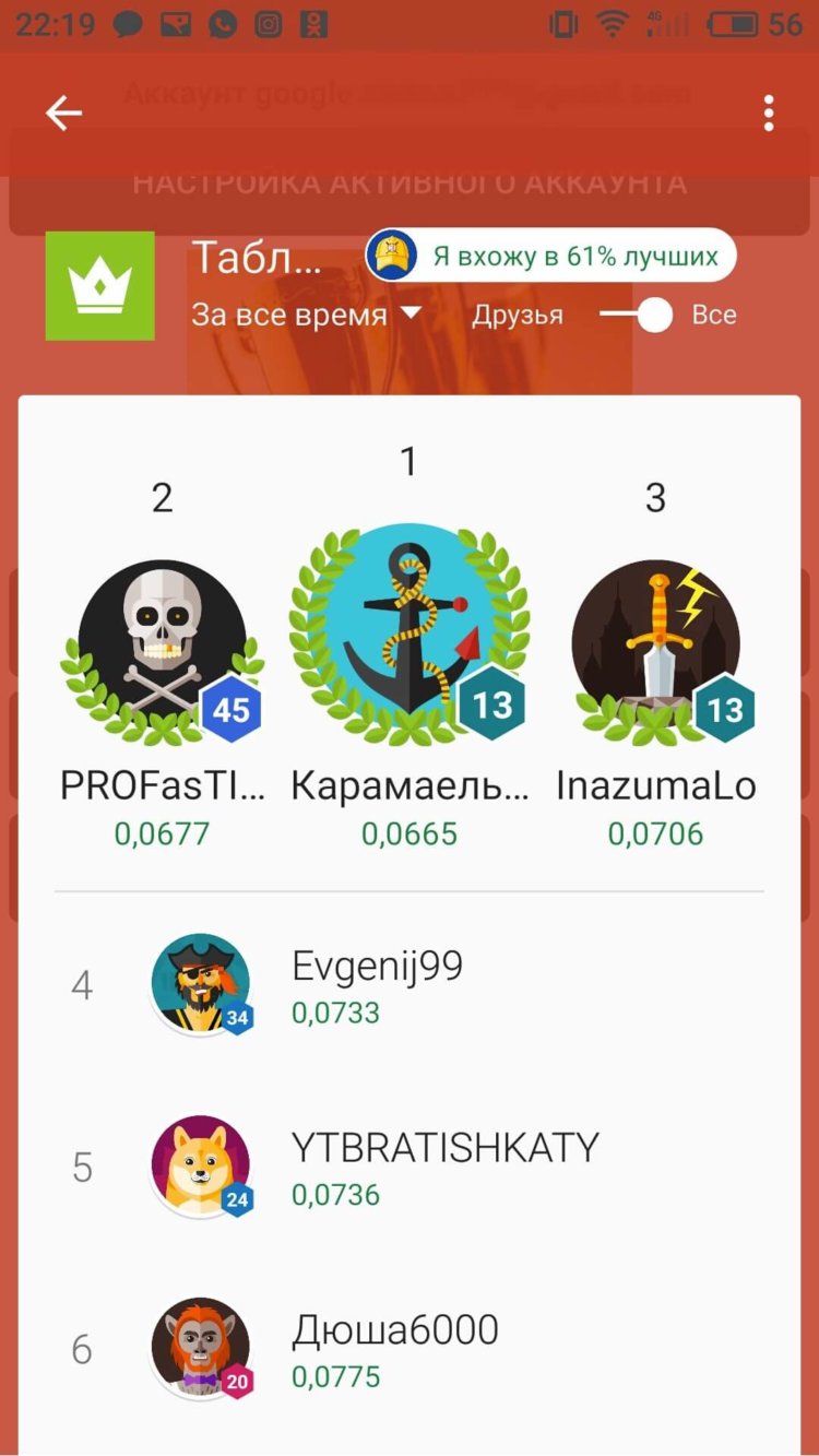 Тест на реакцию для Android. Фото.