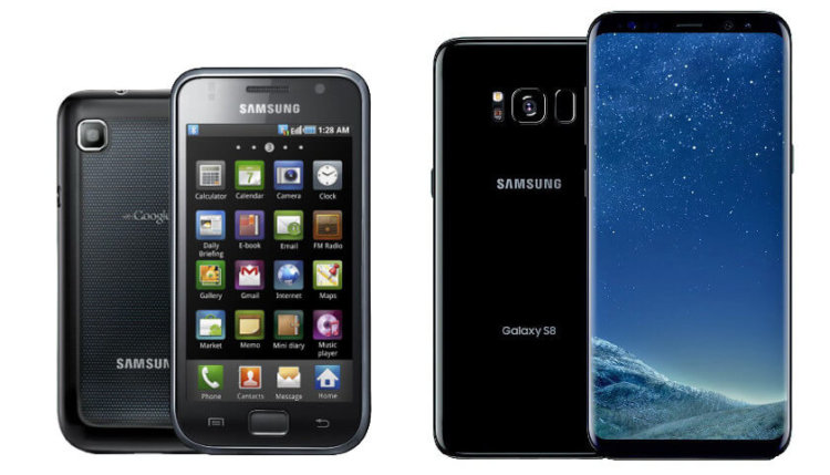 Первый флагман бренда vs флагман 2017 года. Samsung Galaxy S vs Samsung Galaxy S8. Фото.