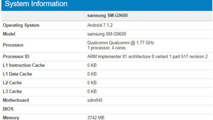 Samsung SM-G9600 показал в бенчмарке Snapdragon 840. Фото.