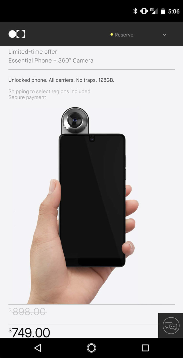 Первое изображение интерфейса Essential Phone. Первое изображение интерфейса Essential Phone. Фото.