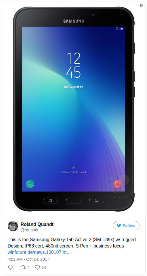 Samsung Galaxy Tab Active 2 представлен и удивил аккумулятором. Фото.