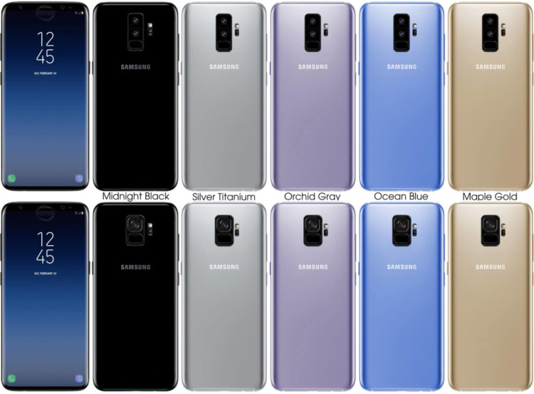 Samsung Galaxy S9 и S9+ на рендере. Фото.