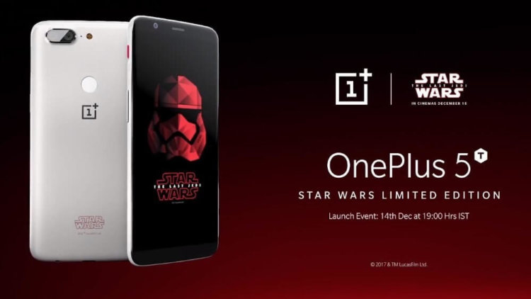 OnePlus показала новый 5T для поклонников «Звёздных войн». Фото.