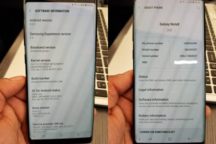 Некоторые Galaxy Note 8 начали получать обновление до Android Oreo. Фото.