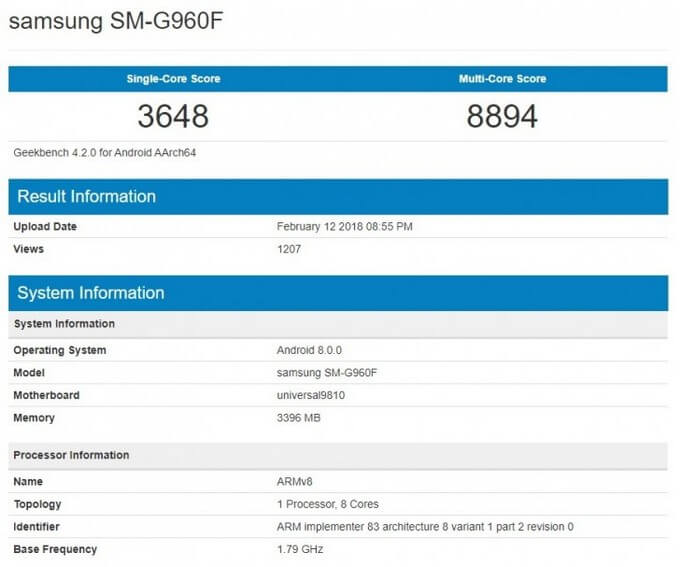 Geekbench доказал превосходство Galaxy S9 с Exynos 9810 над моделями со Snapdragon 845. Фото.