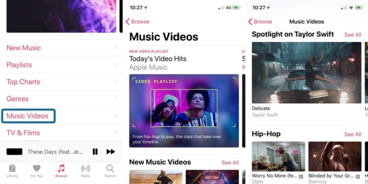 В приложении Apple Music для Android появился раздел с клипами. Фото.