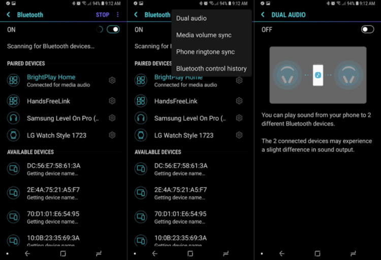 Как использовать два Bluetooth-устройства на Galaxy S9 одновременно. Фото.