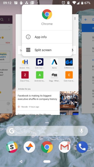 Как активировать функцию разделённого экрана на Android P. Split Screen на Android P. Фото.