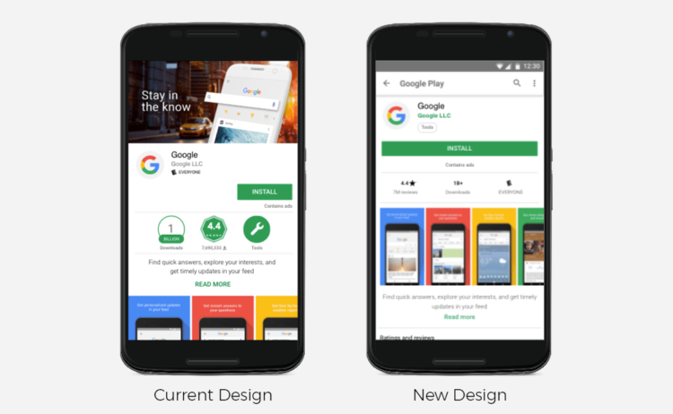 Google обновила дизайн Google Play. Что из этого вышло? Скриншоты вместо обложки. Фото.