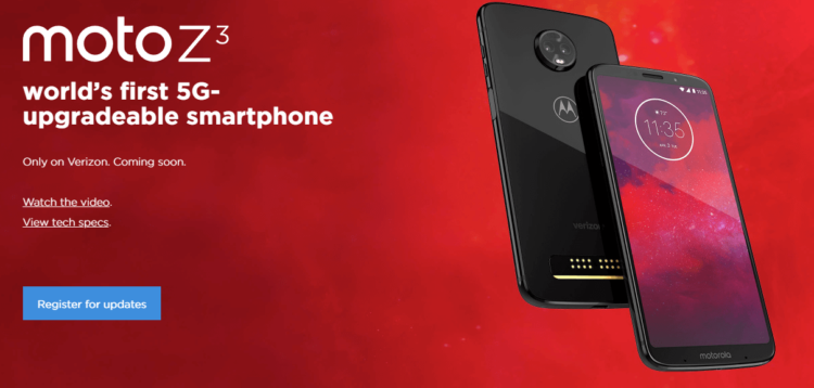Motorola представила Moto Z3 с поддержкой 5G-сетей. Фото.