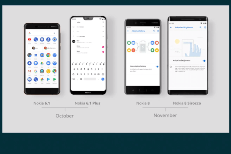 Nokia рассказала, какие смартфоны она обновит до Android 9 Pie в октябре и ноябре? Nokia 6.1, Nokia 6.1 Plus, Nokia 8 и Nokia 8 Sirocco обновят до Android 9 Pie осенью 2018 года. Фото.