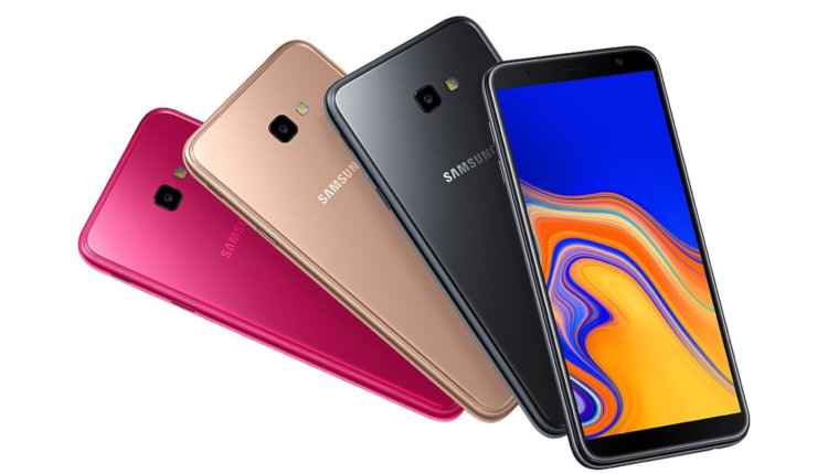 Самые дешевые смартфоны с NFC (2018). Samsung Galaxy J4+ — 12990 рублей. Фото.