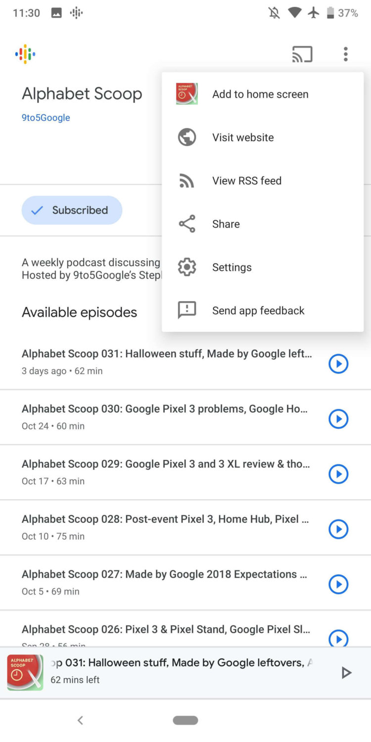 Google обновляет фирменное приложение для подкастов. Что нового? Обновление Google Podcasts. Фото.