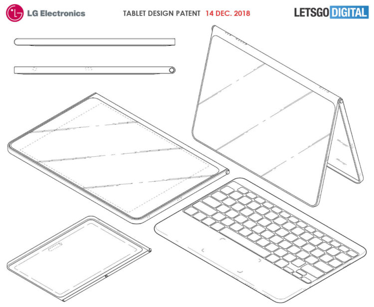 Безрамочный планшет LG с беспроводной клавиатурой