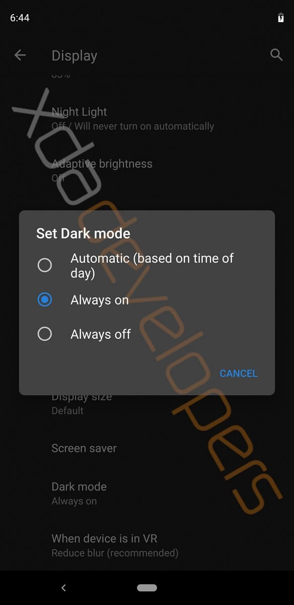 Первый взгляд на Android Q: тёмная тема, режим рабочего стола. Полноценная тёмная тема. Фото.