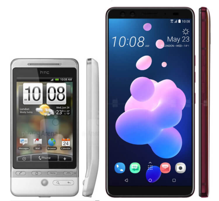 Сравниваем телефоны 2009 года с их современными преемниками. HTC. Фото.
