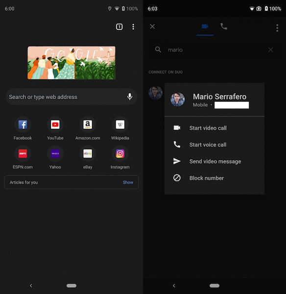 Новая партия скриншотов ночной темы из Android Q. Фото.