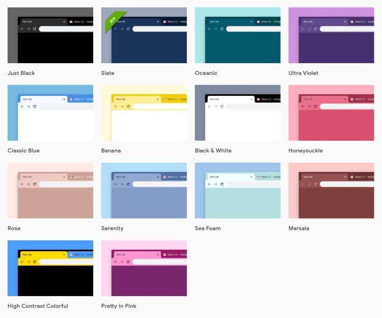 Google представила 14 тем для браузера Chrome. Какие же цвета предлагает нам Google? Фото.