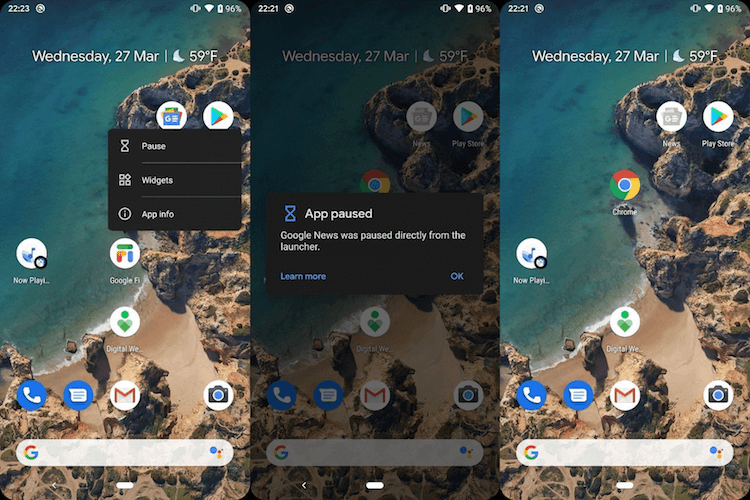 В Android Q добавят возможность останавливать приложения прямо в лончере. Фото.
