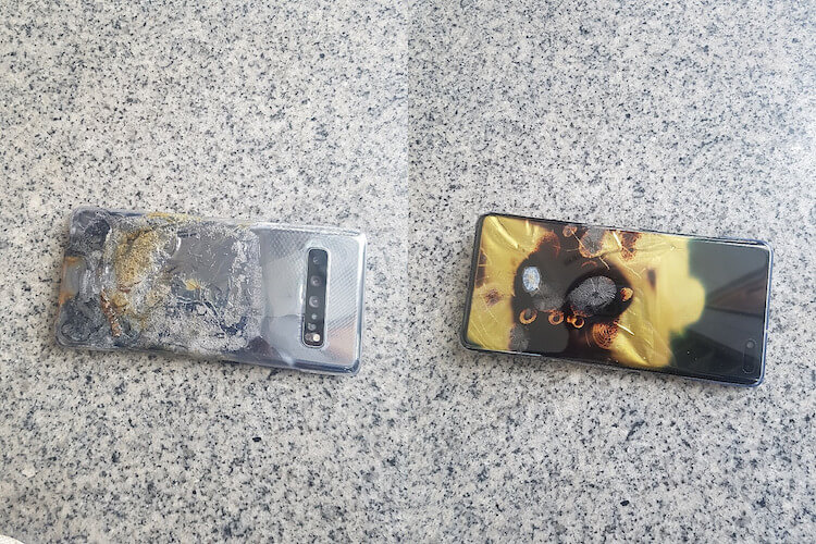 #Фото: Пользователь сообщил о возгорании Galaxy S10 после падения.. Взорвался аккумулятор?. Фото.