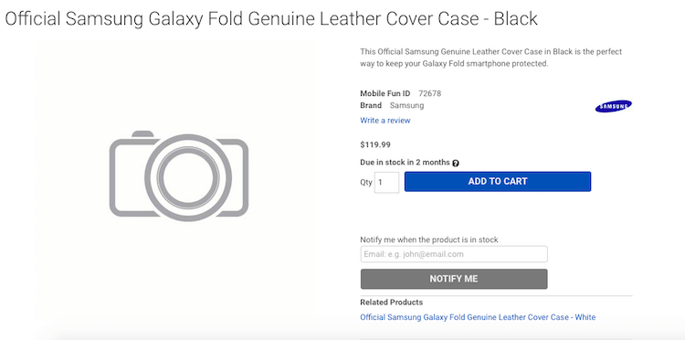 Чехол для Galaxy Fold стоит как бюджетный смартфон Xiaomi. Фото.