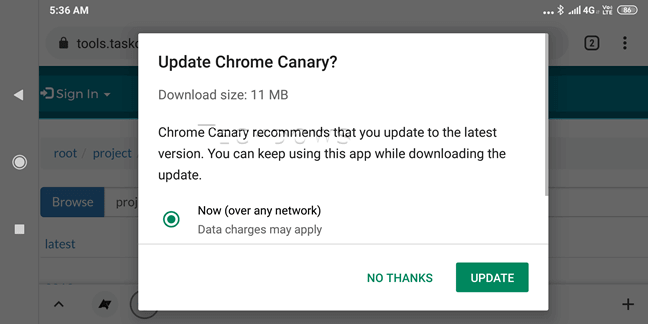 Google добавила в Chrome для Android возможность фонового обновления. Как обновлять Chrome для Android в фоновом режиме. Фото.