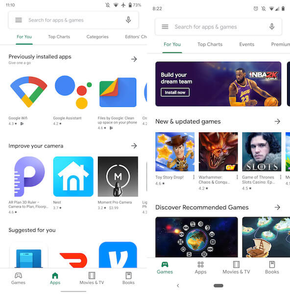 Google представила Google Play в новом дизайне. Как включить его у себя. Фото.