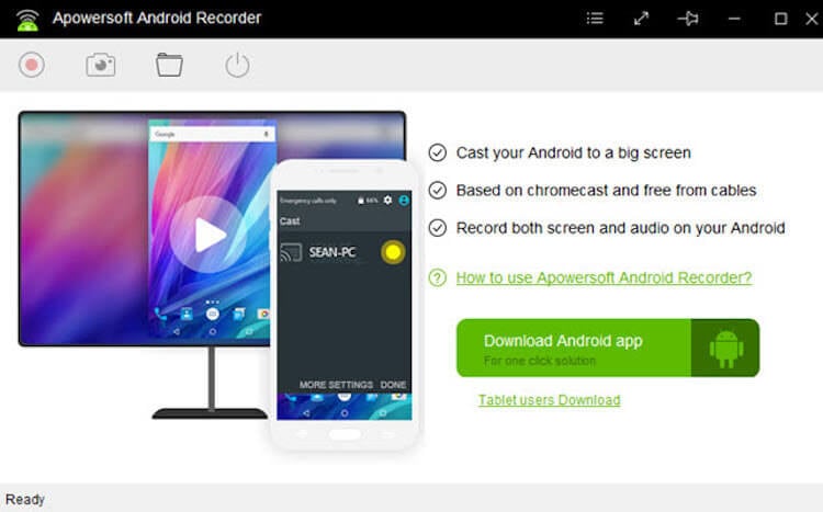 Как вывести изображение с Android на компьютер. Apowersoft Android Recorder. Фото.