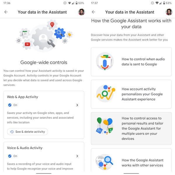 Google упростила контроль за данными в Google Assistant на Android. Как запретить Google Assistant собирать данные. Фото.