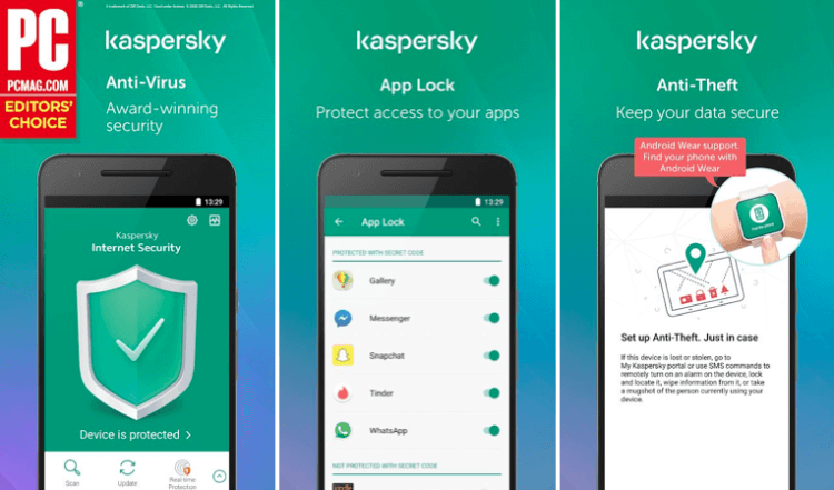 8 лучших «противоугонных» приложений. Kaspersky Mobile Antivirus: AppLock & Web Security. Фото.