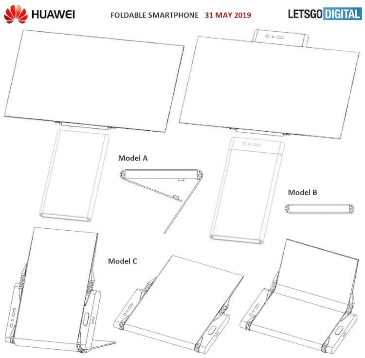Mate X так и не вышел, а Huawei уже патентует новый складной смартфон. У нового складного смартфона Huawei будет три режима работы. Фото.