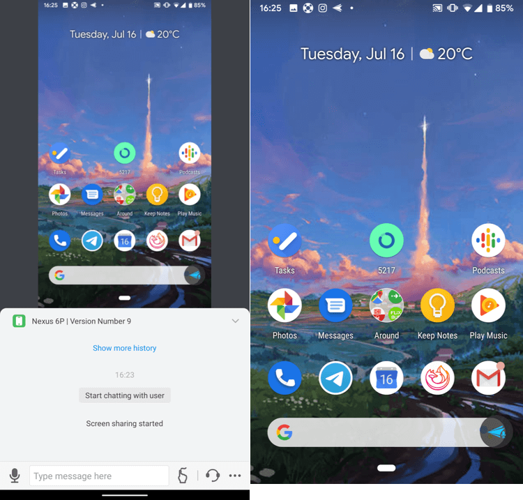 Как удалённо управлять другим Android-устройством со своего смартфона. Remote Support позволяет видеть экран другого устройства в реальном времени и общаться с партнером. Фото.