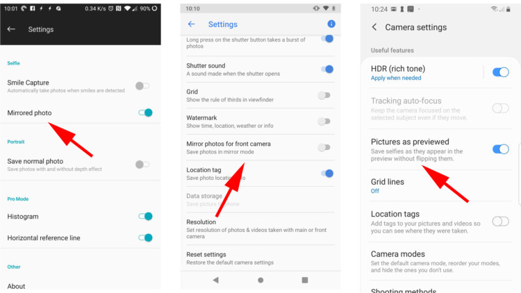 how to flip photo in android settings