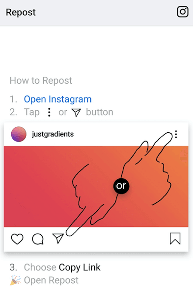 Как репостить контент в Instagram. InstaRepost. Фото.