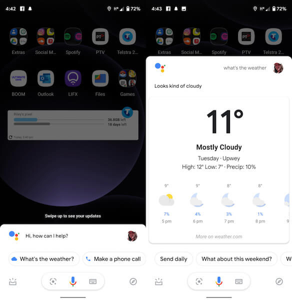Как Google Assistant для Android выглядит в компактном дизайне. Фото.