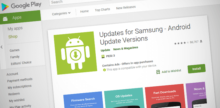 В Google Play вышло поддельное приложение для обновления смартфонов Samsung. Фото.