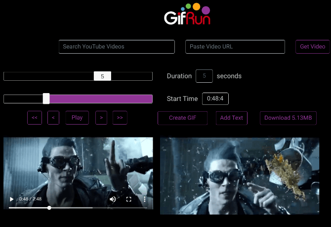 Приложения для создания GIF-анимаций на Android. GIFRun — Как создать GIF из YouTube-ролика. Фото.