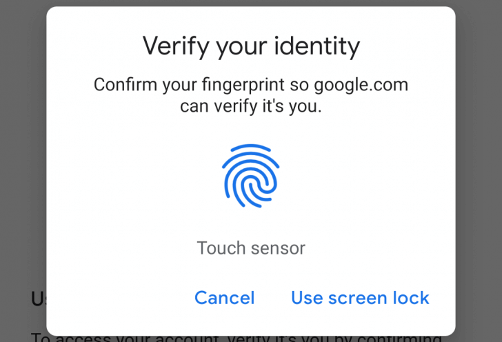 Входить на сайты Google с Android теперь можно по отпечатку пальца. Что такое FIDO2. Фото.