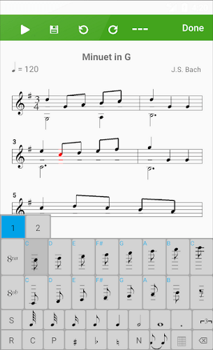 Лучшие программы для создания музыки на Android. Score Creator. Фото.