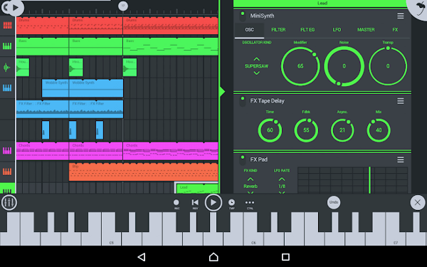 Лучшие программы для создания музыки на Android. FL Studio Mobile. Фото.