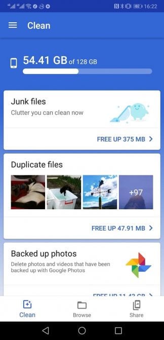 Как удалить дубликаты фотографий с вашего смартфона. Google Files Go. Фото.