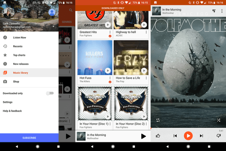 Выбираем альтернативный музыкальный плеер для Android. Google Play Music. Фото.